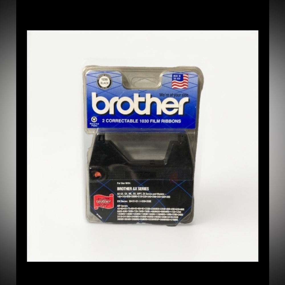 2pc Brother Typewriter AX Series 1230 Black Ink Correctable 1030 Film Ribbons